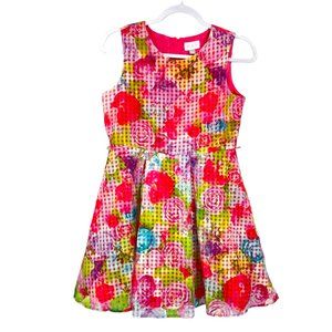 Children's Place Pleated Floral Sheer Overlay Sleeveless Dress